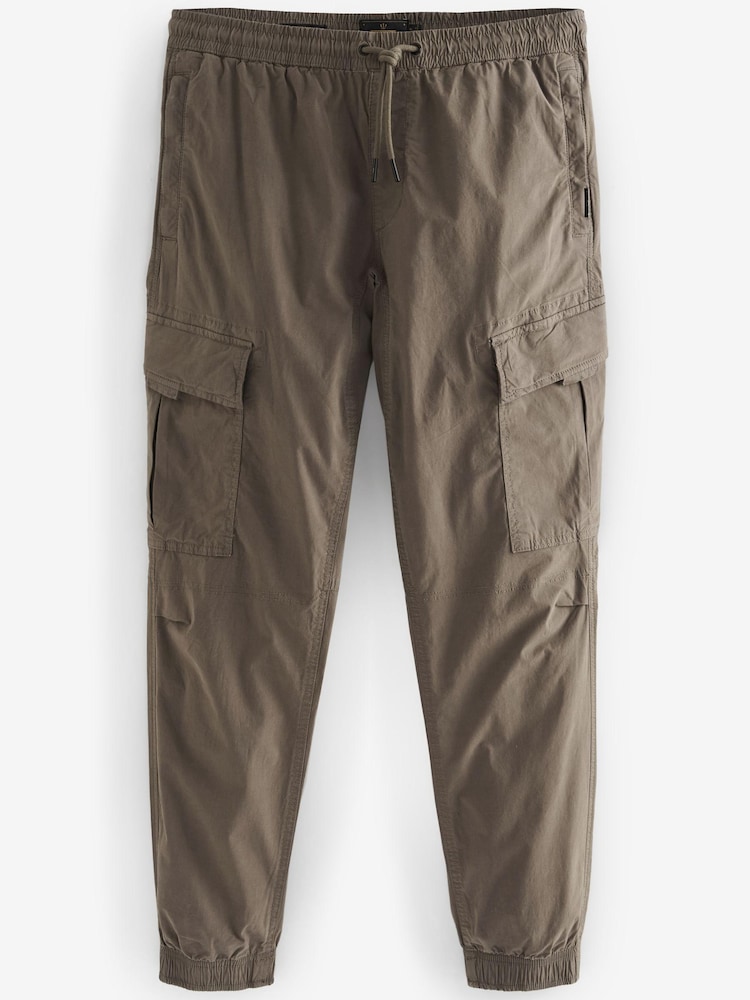 Mushroom Brown Regular Tapered Stretch Utility Cargo Trousers - Image 7 of 10