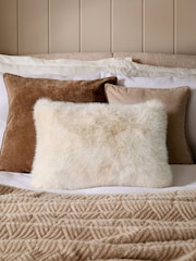 Ivory 40 x 59cm Loulou Faux Fur Cushion - Image 1 of 4