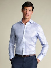 Charles Tyrwhitt Purple Egyptian Cotton Twill Windowpane Check Shirt - Image 1 of 7