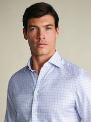 Charles Tyrwhitt Purple Egyptian Cotton Twill Windowpane Check Shirt - Image 2 of 7