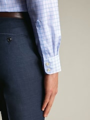 Charles Tyrwhitt Purple Egyptian Cotton Twill Windowpane Check Shirt - Image 3 of 7