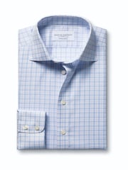 Charles Tyrwhitt Purple Egyptian Cotton Twill Windowpane Check Shirt - Image 5 of 7