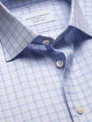 Charles Tyrwhitt Purple Egyptian Cotton Twill Windowpane Check Shirt - Image 6 of 7