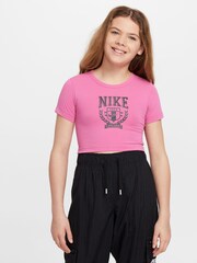 Розовый - Nike трендовая футболка укороченного кроя - Image 1 of 4