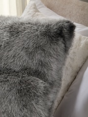 Charcoal Grey 59 x 59cm Loulou Faux Fur Cushion - Image 2 of 5