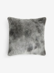 Charcoal Grey 59 x 59cm Loulou Faux Fur Cushion - Image 3 of 5