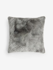 Charcoal Grey 59 x 59cm Loulou Faux Fur Cushion - Image 4 of 5