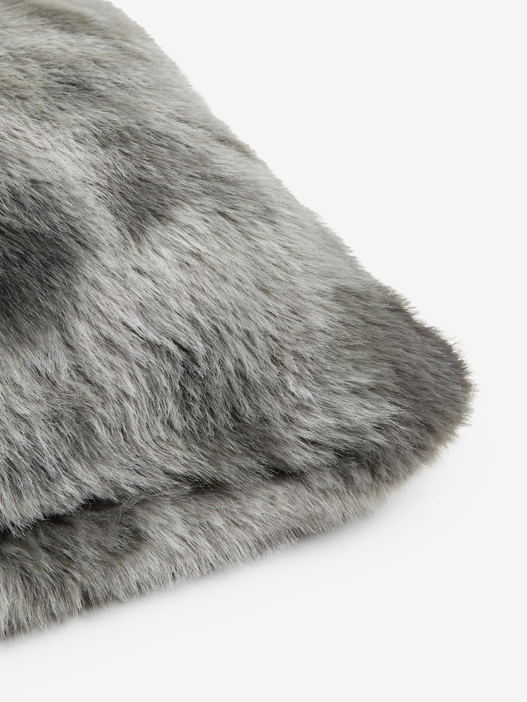 Charcoal Grey 59 x 59cm Loulou Faux Fur Cushion - Image 5 of 5