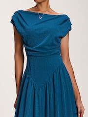 Jolie Moi Blue Cowl Neckline Midaxi Dress - Image 3 of 6