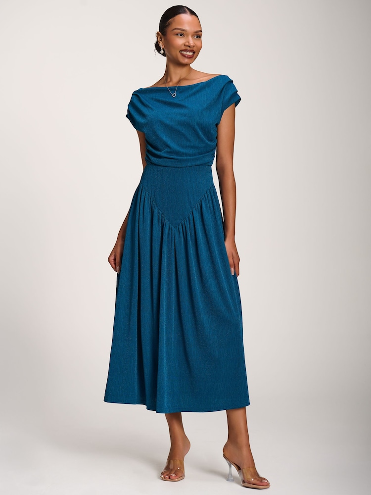 Jolie Moi Blue Cowl Neckline Midaxi Dress - Image 6 of 6