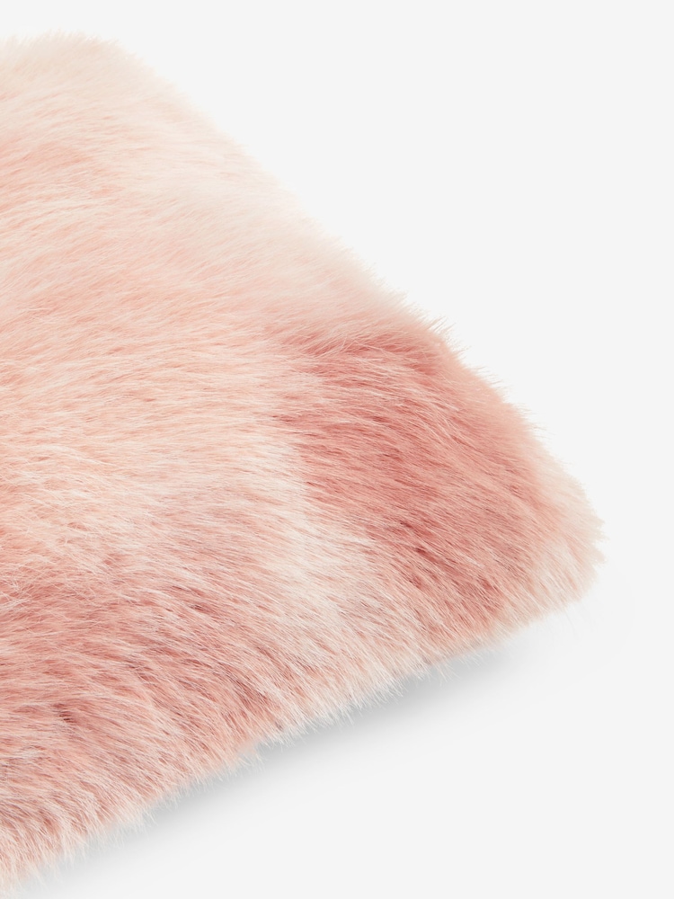 Blush Pink 43 x 43cm Loulou Faux Fur Cushion - Image 5 of 5 Blush Pink 43 x 43cm Loulou Faux Fur Cushion - Image 5 of 5