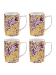 Spode Set of 4 Yellow Kingsley Mugs - Image 2 of 4