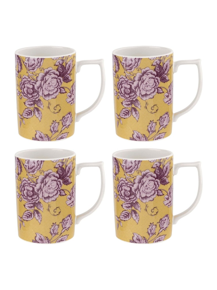 Spode Set of 4 Yellow Kingsley Mugs - Image 2 of 4