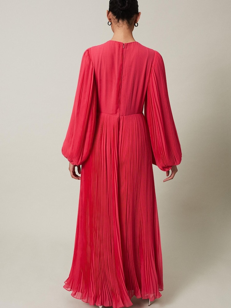 Phase Eight Pink Lillian Pleated Wrap Maxi Dress - Image 2 of 7