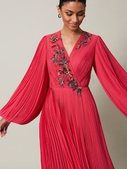 Phase Eight Pink Lillian Pleated Wrap Maxi Dress - Image 4 of 7