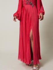 Phase Eight Pink Lillian Pleated Wrap Maxi Dress - Image 5 of 7