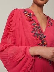 Phase Eight Pink Lillian Pleated Wrap Maxi Dress - Image 6 of 7