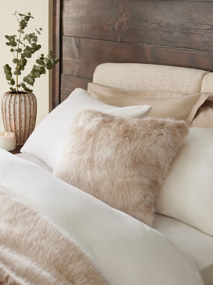 Mink Brown 43 x 43cm Loulou Faux Fur Cushion - Image 1 of 4