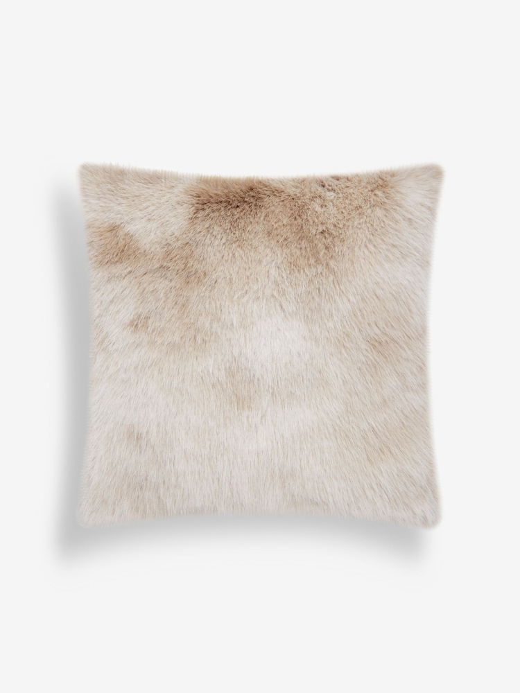 Mink Brown 43 x 43cm Loulou Faux Fur Cushion - Image 2 of 4