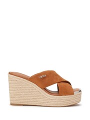 DKNY Tan Brown Marynx Band Wedge Suede Espadrilles - Image 2 of 5