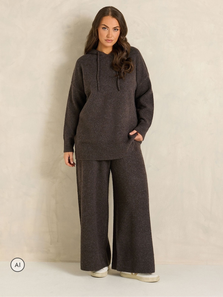 Evans Brown Knitted Hoodie - Image 2 of 6 Evans Brown Knitted Hoodie - Image 2 of 6