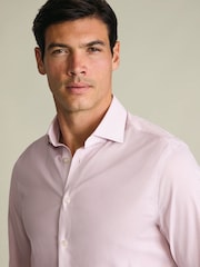 Charles Tyrwhitt Pink Non-Iron Performance Twill Print Shirt - Image 3 of 7