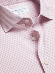 Charles Tyrwhitt Pink Non-Iron Performance Twill Print Shirt - Image 6 of 7
