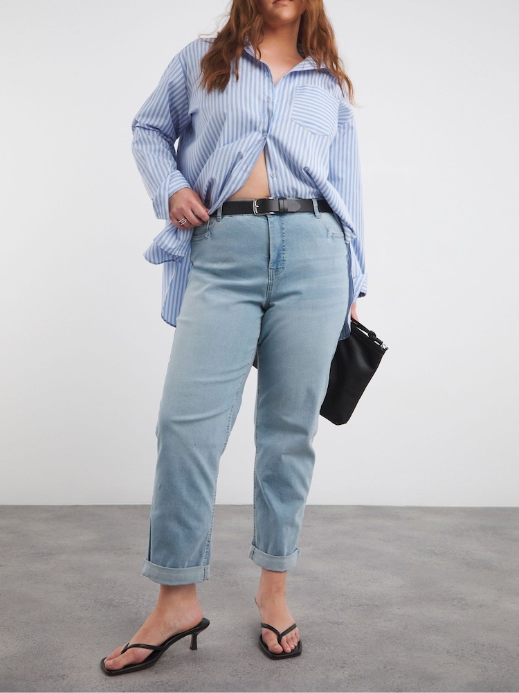 Simply Be Light Blue 24/7 Boyfriend Jeans - Image 1 of 3
