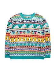 Frugi Blue Grown Ups Christmas Forest Jumper - Image 1 of 3