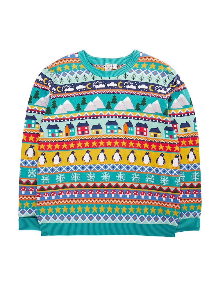 Frugi Blue Grown Ups Christmas Forest Jumper - Image 1 of 3
