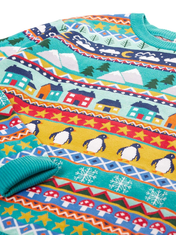 Frugi Blue Grown Ups Christmas Forest Jumper - Image 2 of 3