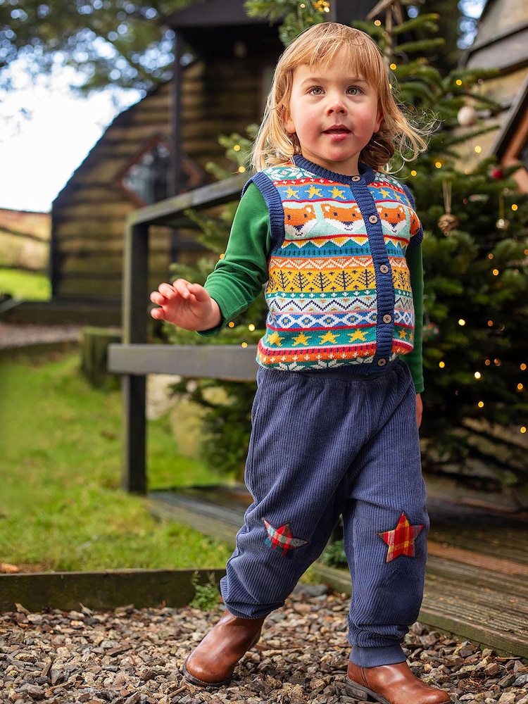 Frugi Blue Christmas Wenn Fair Isle Waistcoat - Image 1 of 5 Frugi Blue Christmas Wenn Fair Isle Waistcoat - Image 1 of 5