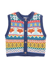 Frugi Blue Christmas Wenn Fair Isle Waistcoat - Image 3 of 5
