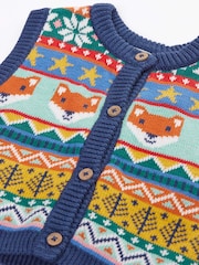 Frugi Blue Christmas Wenn Fair Isle Waistcoat - Image 4 of 5