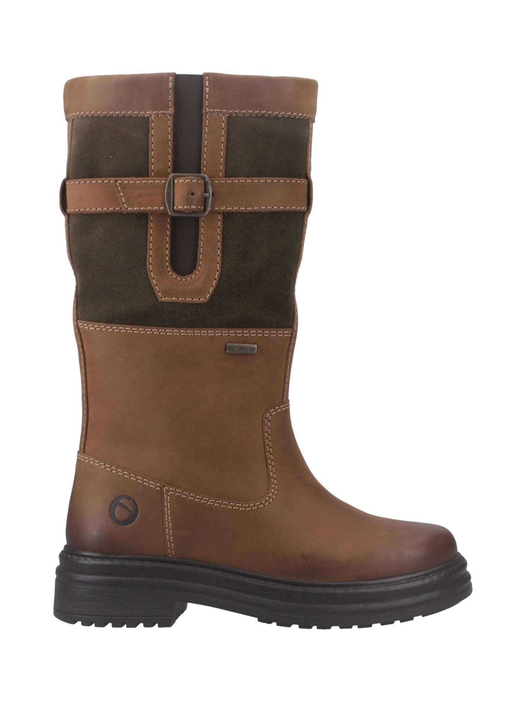 Cotswold Women's Tan Broadwell Leather /Green Boots Uk Size 8 - Image 6