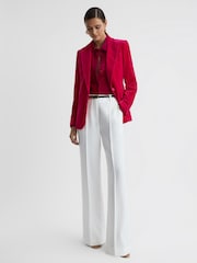 Reiss Pink Carly Velvet Button-Through Shirt - Image 3 of 5