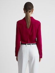 Reiss Pink Carly Velvet Button-Through Shirt - Image 4 of 5