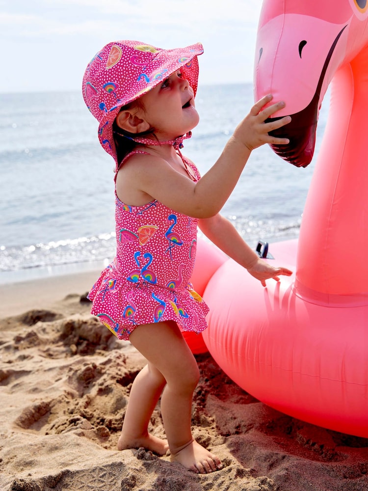 JoJo Maman Bébé Pink Flamingo Swimsuit with Integral Nappy - Image 2 of 6