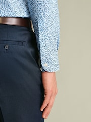 Charles Tyrwhitt Blue Non-Iron Stretch Floral Print Shirt - Image 4 of 7
