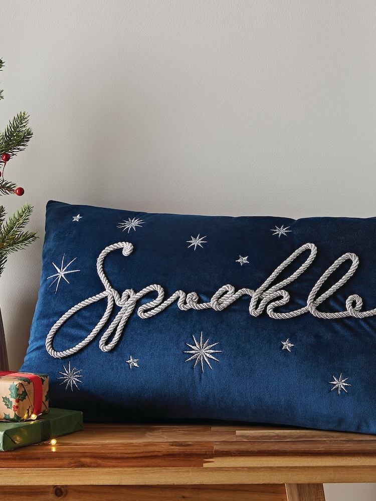 Catherine Lansfield Blue Sparkle Soft To Touch Cushion - Image 1 of 4