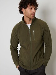 Threadbare Khaki Zip Up Microfleece Jacket - Image 1 of 4
