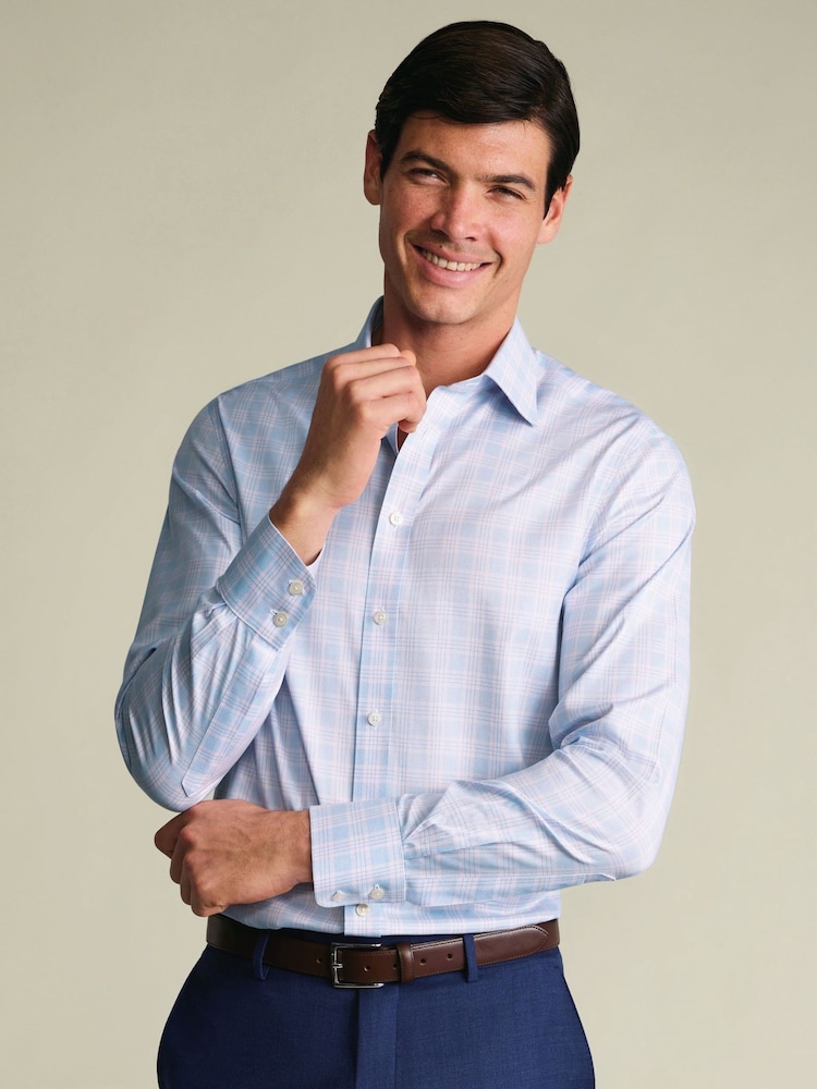 Charles Tyrwhitt Blue Non-Iron Prince Of Wales Shirt - Image 1 of 7 Charles Tyrwhitt Blue Non-Iron Prince Of Wales Shirt - Image 1 of 7