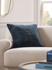 Blue 50 x 50cm Plush Faux Fur Cushion - Image 1 of 5