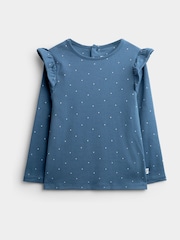 JoJo Maman Bébé Light Blue Heart Floral 3-Pack Frill Shoulder Tops - Image 3 of 10