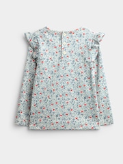 JoJo Maman Bébé Light Blue Heart Floral 3-Pack Frill Shoulder Tops - Image 5 of 10