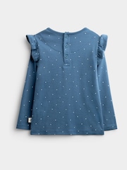 JoJo Maman Bébé Light Blue Heart Floral 3-Pack Frill Shoulder Tops - Image 6 of 10