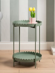 Scottish Everlastings Ltd Green Greige Round Scallop Table - Image 1 of 4