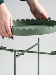 Scottish Everlastings Ltd Green Greige Round Scallop Table - Image 2 of 4