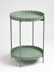 Scottish Everlastings Ltd Green Greige Round Scallop Table - Image 3 of 4