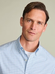 Charles Tyrwhitt Blue Check Strech Washed Poplin Shirt - Image 2 of 6